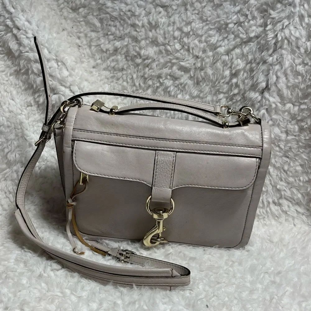 REBECCA MINKOFF Bowery Top Handle Leather gray  small Crossbody Bag